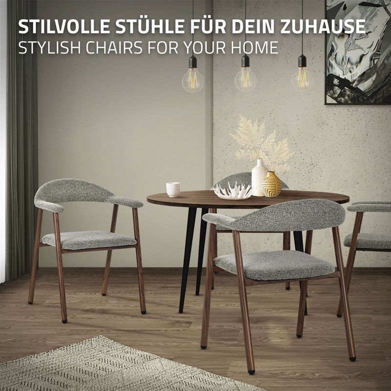 Esszimmerstühle 6er Set mit Armlehne, Rückenlehne & Webstruktur, Grün, Wohnzimmerstühle Küchenstühle Polsterstühle ML-Design