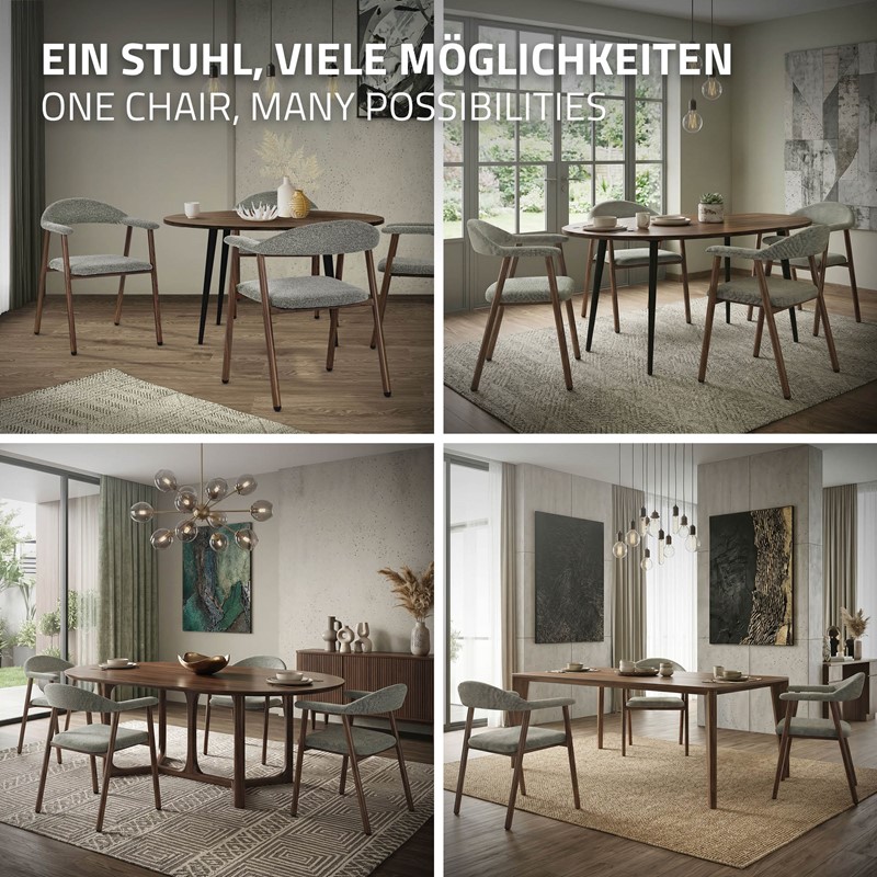 Esszimmerstühle 6er Set mit Armlehne, Rückenlehne & Webstruktur, Grün, Wohnzimmerstühle Küchenstühle Polsterstühle ML-Design
