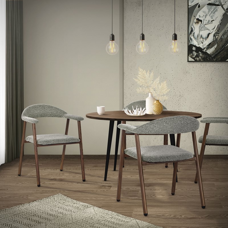 Esszimmerstühle 6er Set mit Armlehne, Rückenlehne & Webstruktur, Grün, Wohnzimmerstühle Küchenstühle Polsterstühle ML-Design