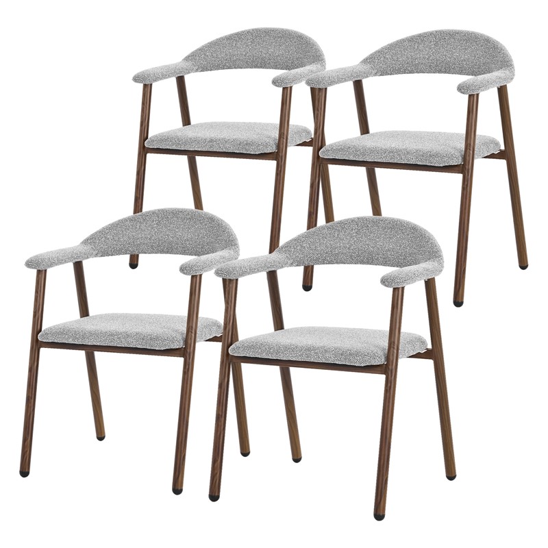 Esszimmerstühle 4er Set mit Armlehne, Rückenlehne & Webstruktur, Grau, Wohnzimmerstühle Küchenstühle Polsterstühle ML-Design