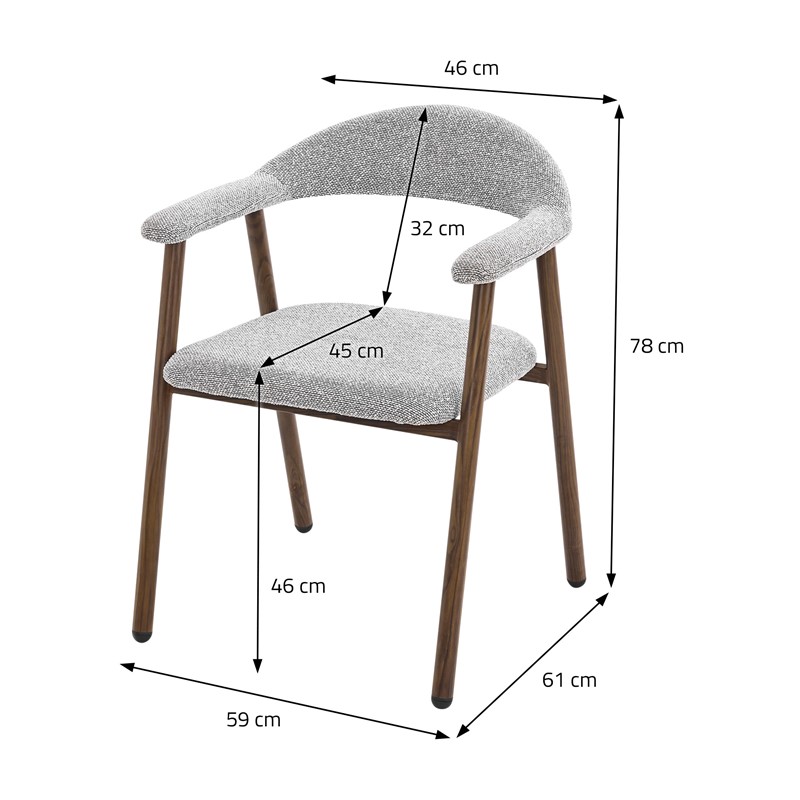 Esszimmerstühle 4er Set mit Armlehne, Rückenlehne & Webstruktur, Grau, Wohnzimmerstühle Küchenstühle Polsterstühle ML-Design